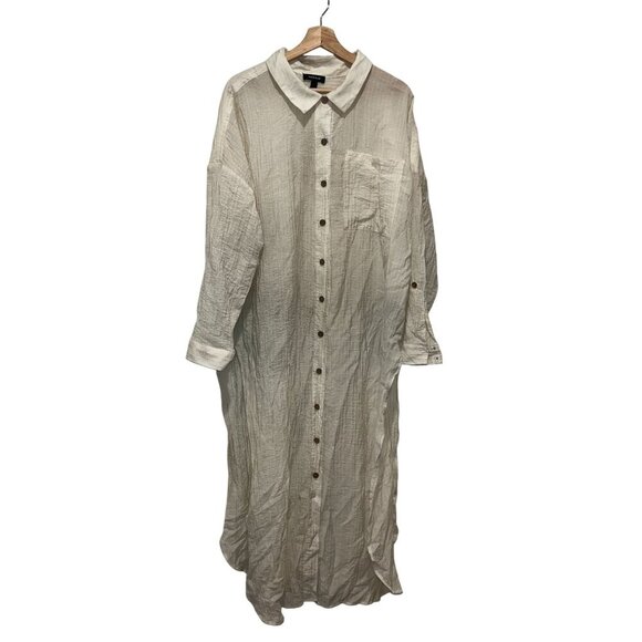 Torrid Ivory Buttom Up  Gauze Kimono Dress  Women's Size  2x - Picture 3 of 10